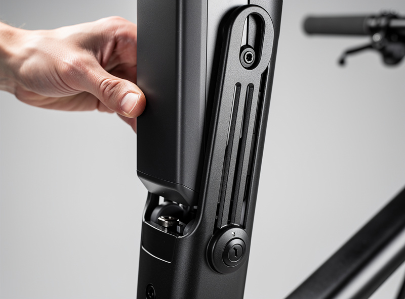 E-bike battery being lifted out of its frame mount by hand, showing how quickly it detaches
