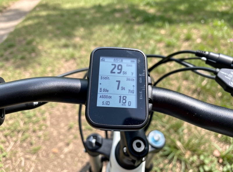 E-bike display showing the speed and assist level set to the EU 25 km/h pedelec limit
